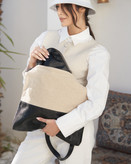 کیف زنانه بزرگ چرمی کتانی وارداتی درجه یک